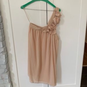 Blush Rosette One-shoulder dress